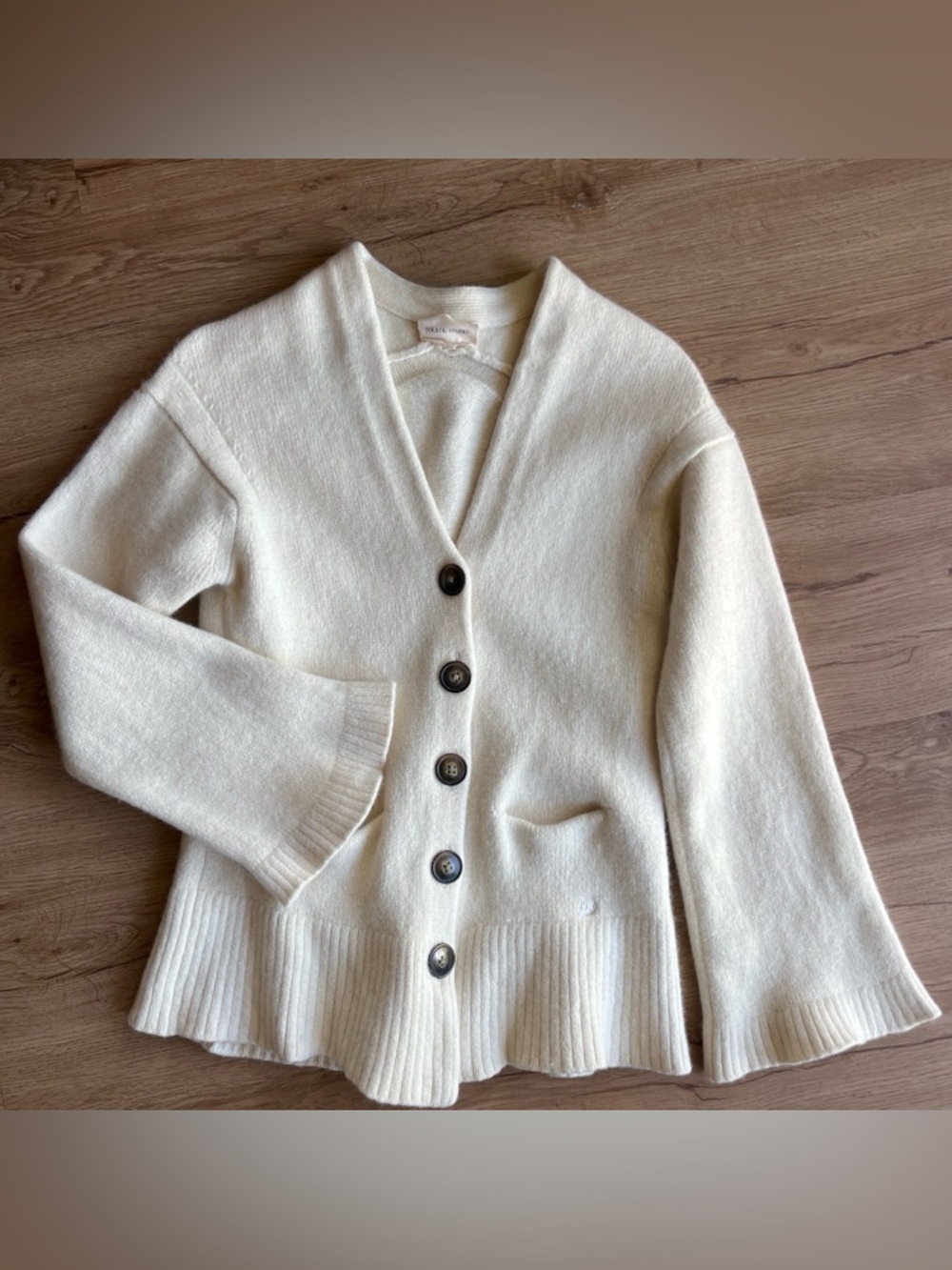 Loulou Studio Cream Button-Front Wool Cardigan